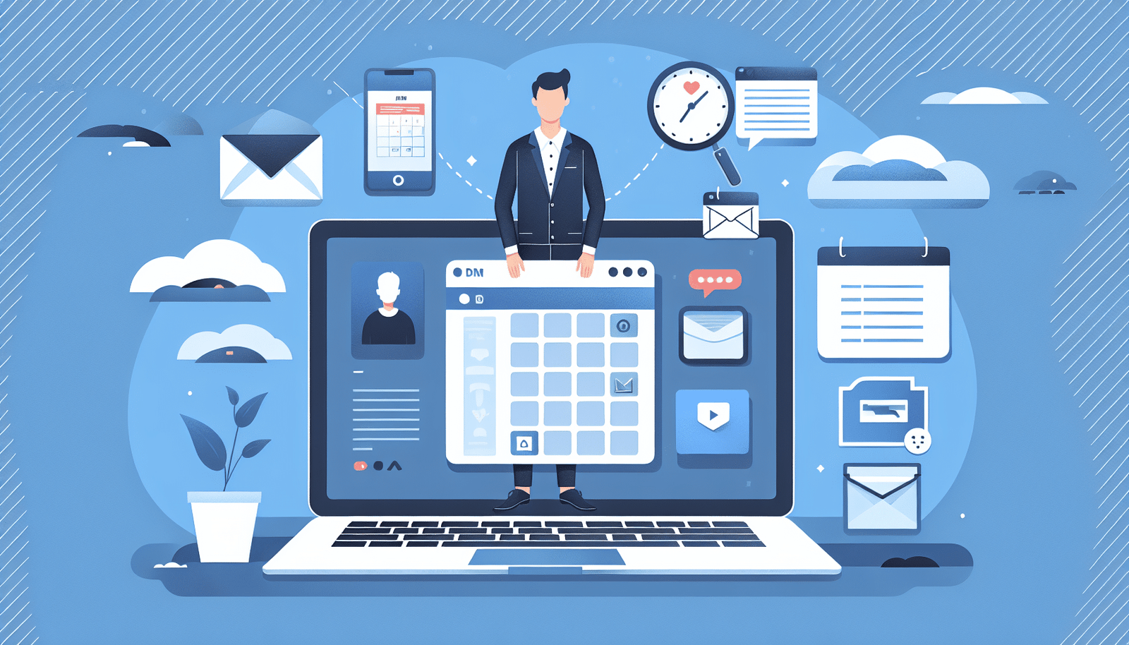 Un ordinateur portable affichant Bard en interaction avec les services Google, comme Gmail, Agenda et Drive. Ambiance productive et organisée, type bureau minimaliste.