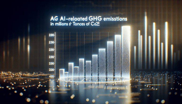 Graphique montrant la croissance des émissions de GES liées à l'IA de 2025 à 2035 avec des barres représentant les millions de tonnes de CO2e.