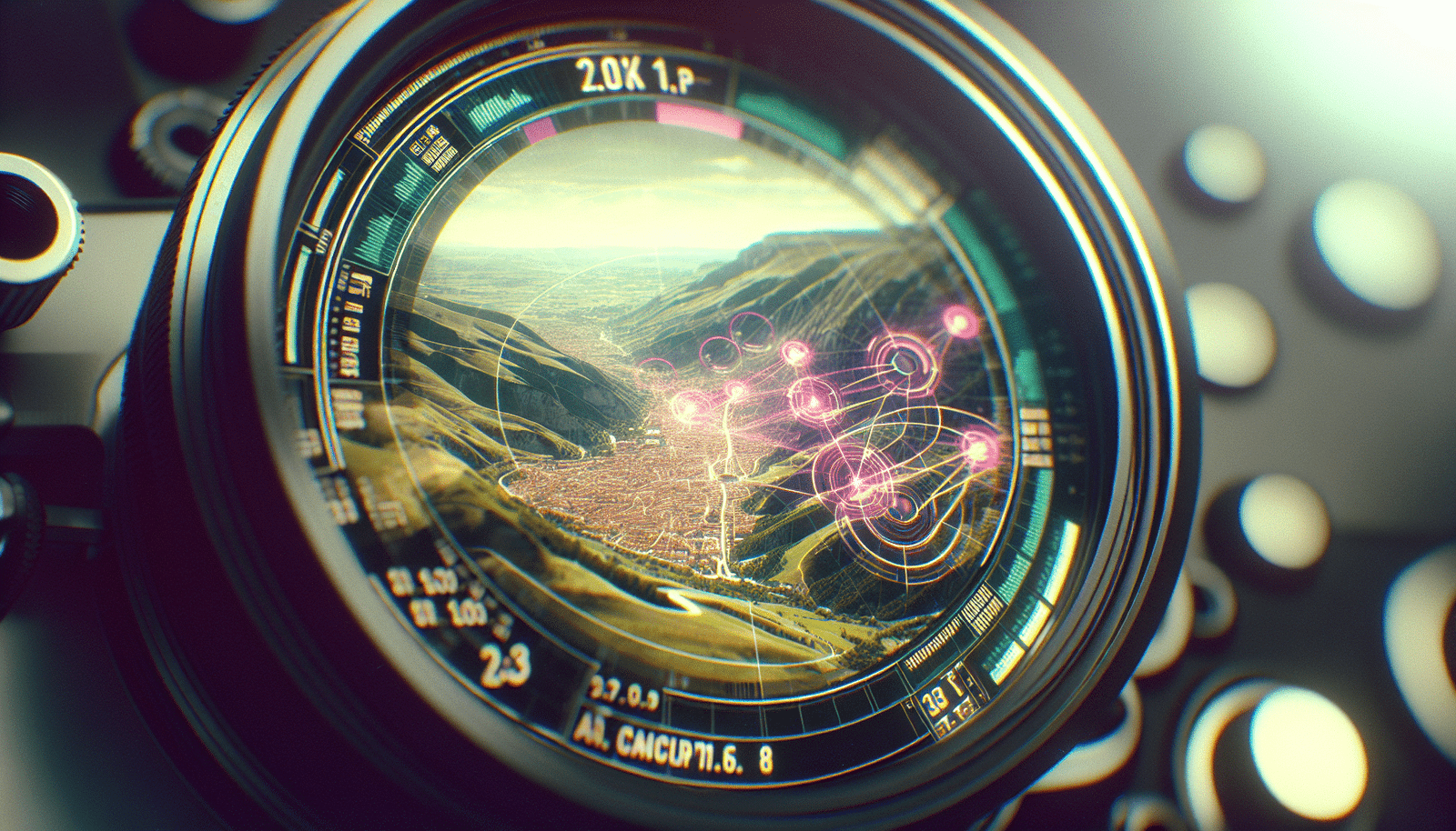 Une interface futuriste de ChatGPT superposée sur une carte du Tour de France, avec des lignes de données et des graphiques, évoquant l'intelligence artificielle analysant une course cycliste. Couleurs vives, style tech-futuriste.