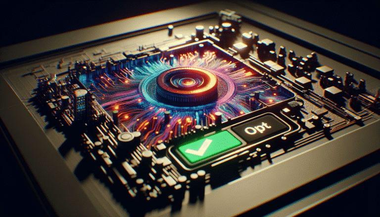 A vibrant, futuristic digital representation of the Meta logo intertwined with abstract data streams and glowing neural networks. A distinct, accessible button labeled "Opt-Out" with a green checkmark hovers in the foreground, symbolizing user control over their data in the age of AI. Dynamic lighting, tech-infused color palette.