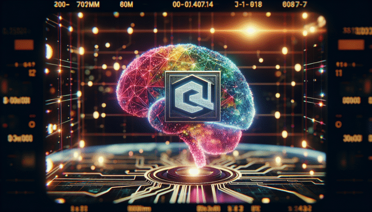 A vibrant, futuristic image of a digital brain composed of interconnected lines and nodes, with the Meta logo subtly integrated. The background should suggest open source collaboration, like glowing network connections spreading globally. Focus on innovation and accessibility, digital light trails representing data flow.