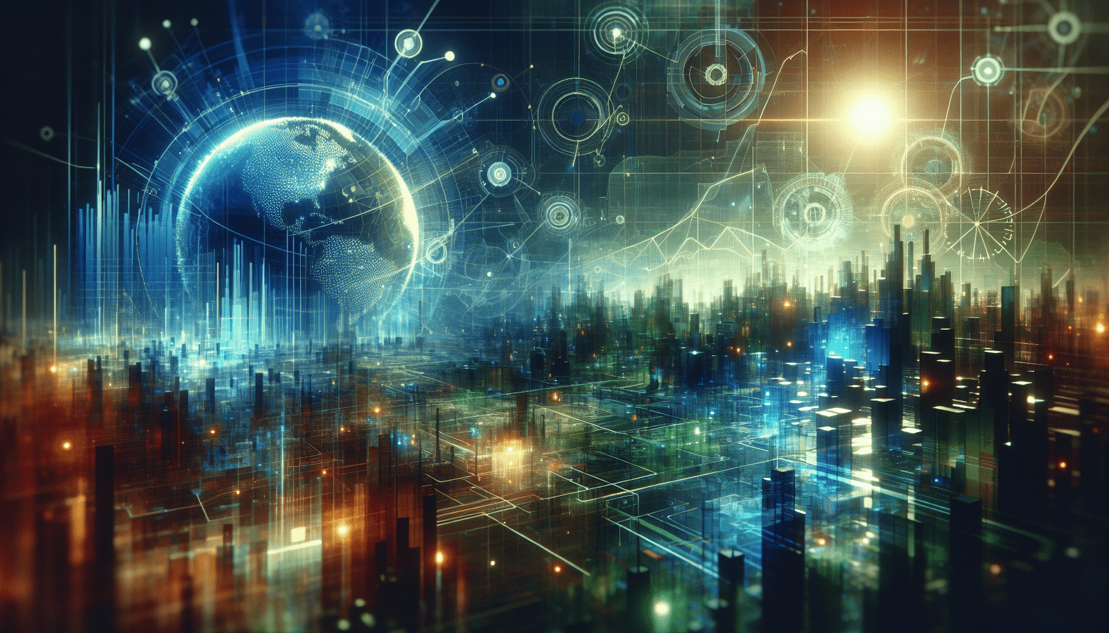 Un graphique abstrait et dynamique montrant une croissance des ventes en ligne, avec des logos stylisés de Google, OpenAI et Anthropic, représentant la concurrence et l'innovation dans le domaine de l'IA appliquée au shopping, dans des tons bleus et verts évoquant la technologie et la croissance.